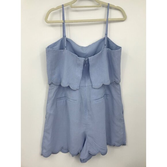 Club Monaco Overlay Romper Short Scalloped Hem Light Blue Size 14 NEW - Picture 3 of 7